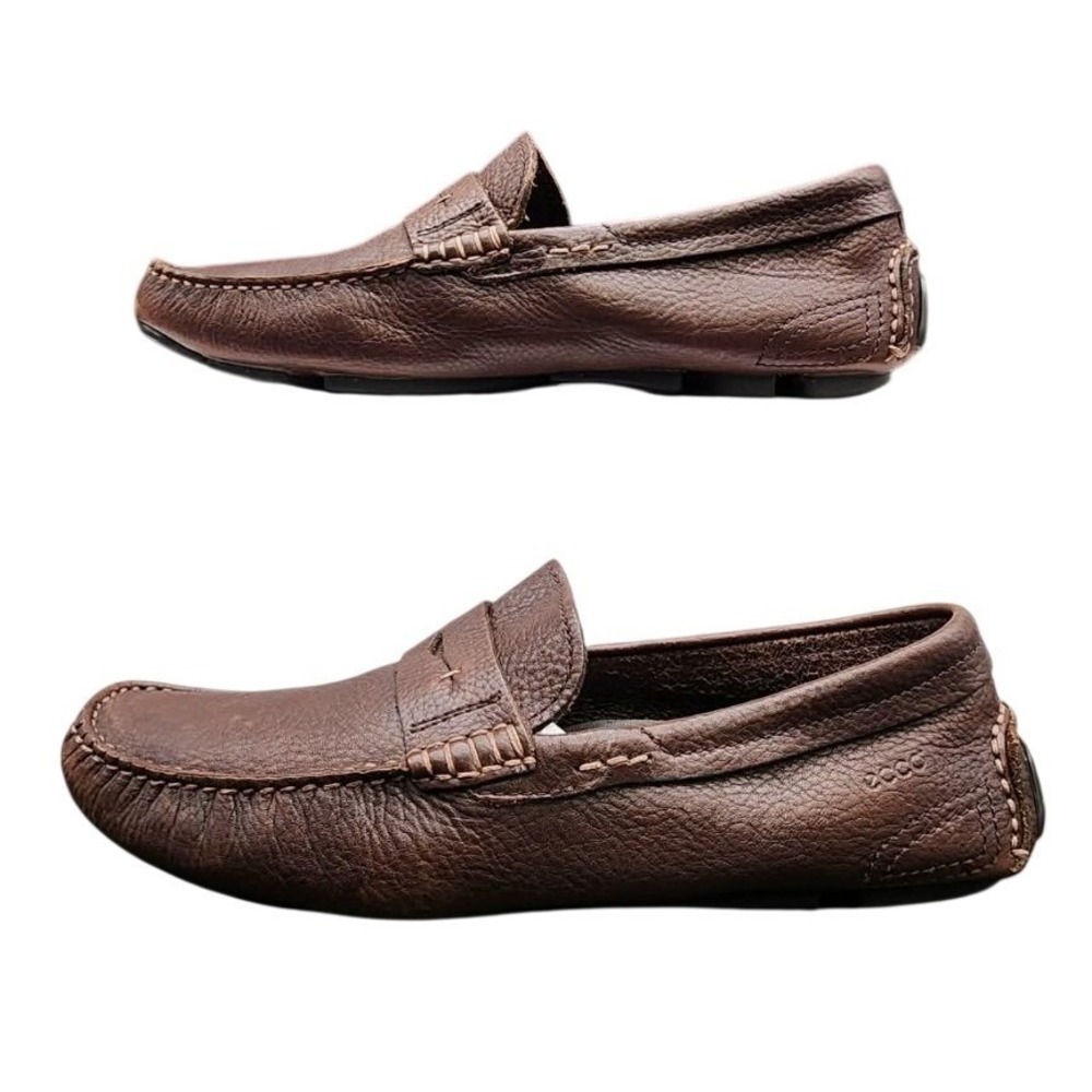 ECCO Classic Penny Loafer Brown Mens 44 Driving Shoes Leather Slip On 0651183